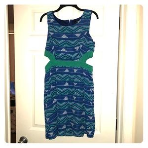 Tribal print mini dress with cutouts